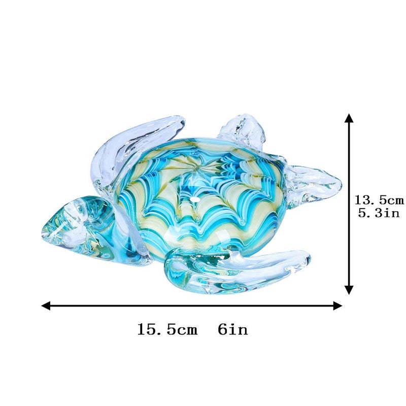 QFkris 6" Blown Glass Sea Turtle Figurine, Handmade Glass Sculpture for Valentines Day Gift, Home Decor, Birthdat Present - Image 4
